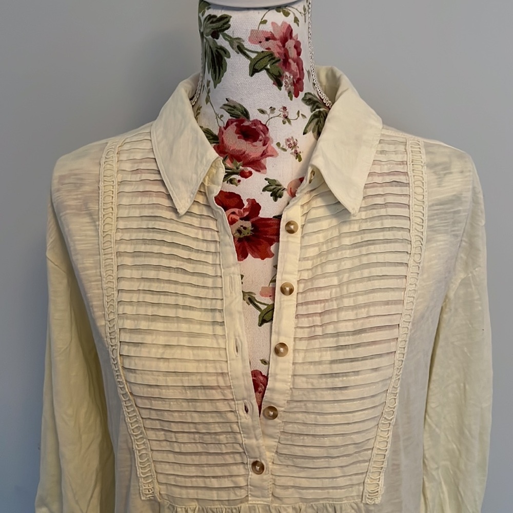 NWT Anthropologie Pilcro Pintucked Puff Sleeved Top - Picture 4 of 13